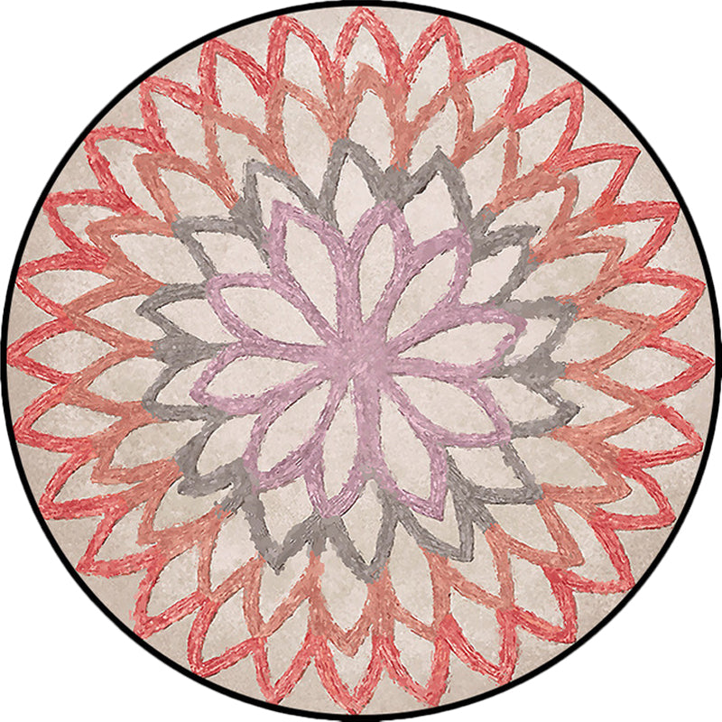 Lisslune | Red and green Moroccan carpet polyester flower carpet non-slip back carpet for living room