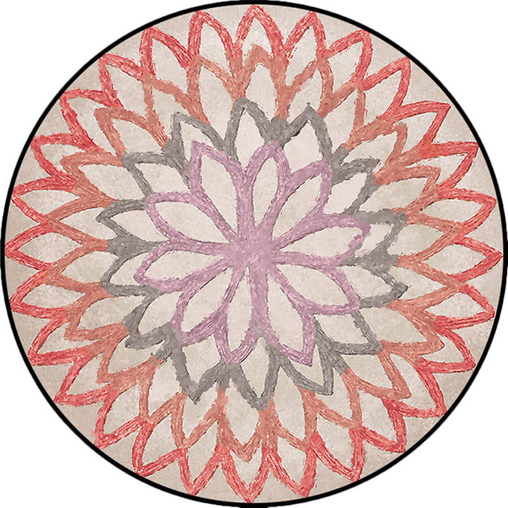 Lisslune | Red and green Moroccan carpet polyester flower carpet non-slip back carpet for living room