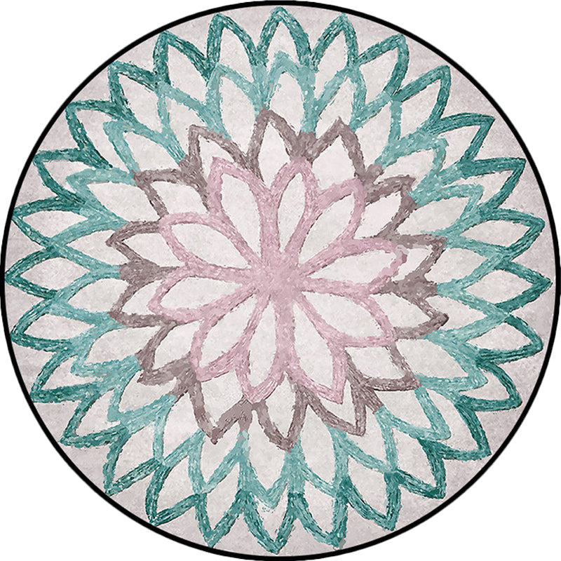 Lisslune | Red and green Moroccan carpet polyester flower carpet non-slip back carpet for living room
