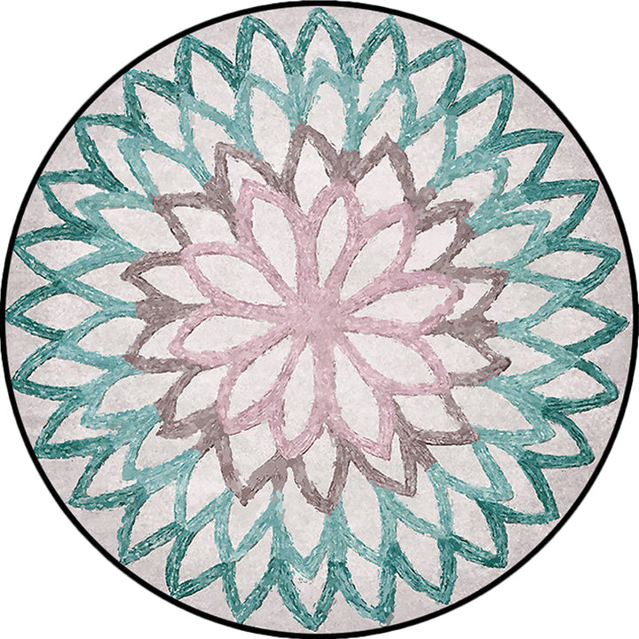 Lisslune | Red and green Moroccan carpet polyester flower carpet non-slip back carpet for living room
