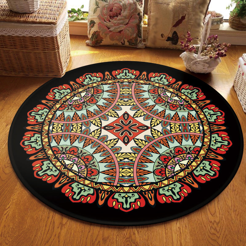 Lisslune | Southwest Tribal Carpet Red and Black Polyester Rug with Non-Slip Back Area Rug for Bedroom