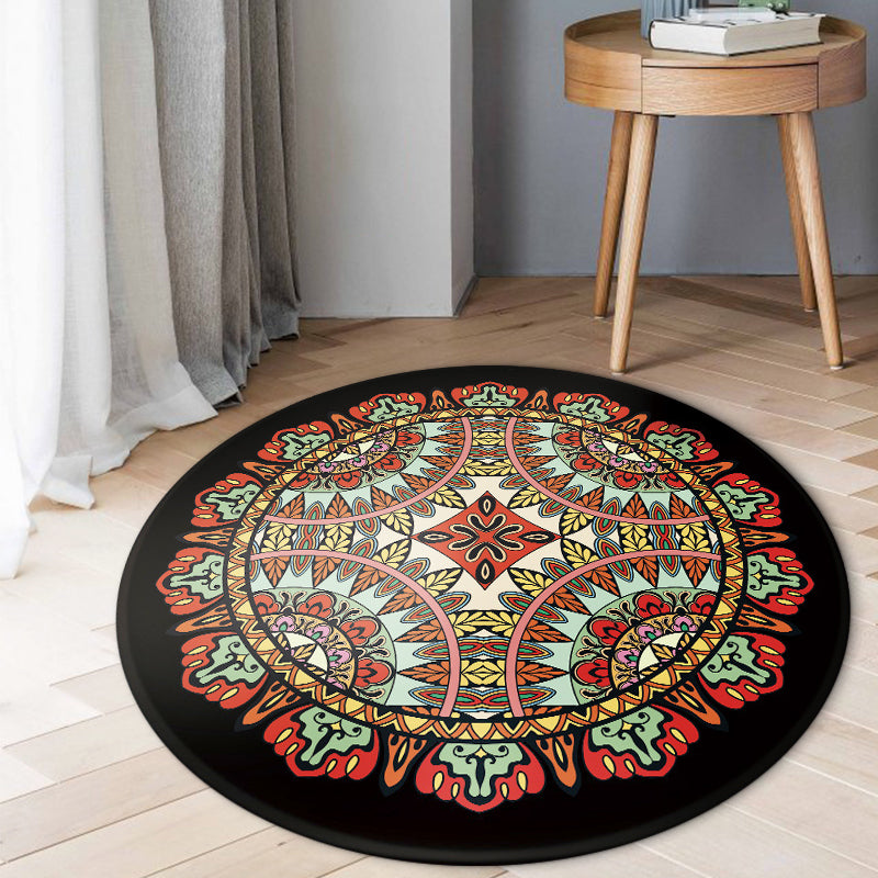 Lisslune | Southwest Tribal Carpet Red and Black Polyester Rug with Non-Slip Back Area Rug for Bedroom