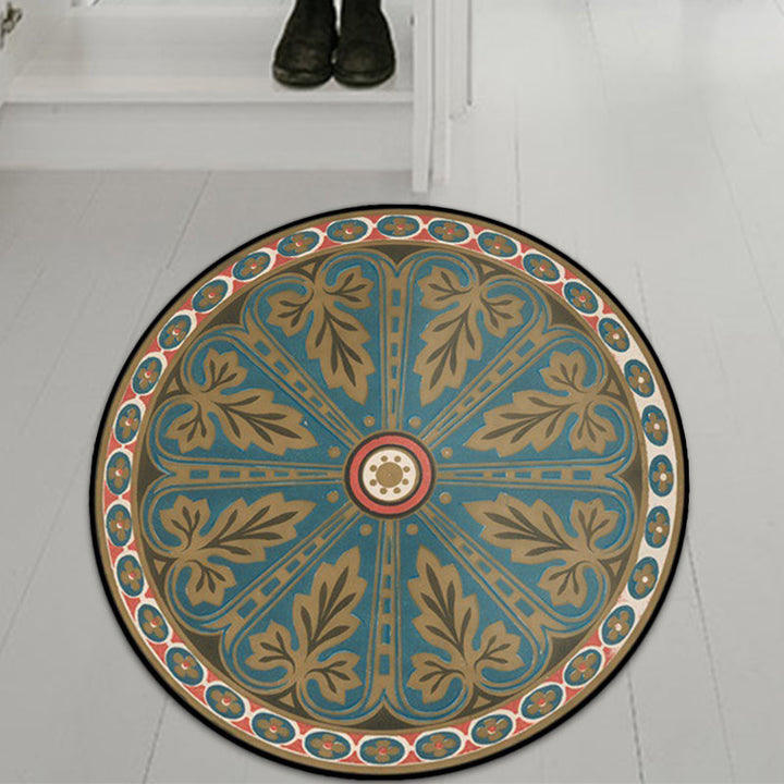 Lisslune | Blue Americana Rug Polyester Southwestern Leaf Rug with Non-Slip Back for the Bedroom