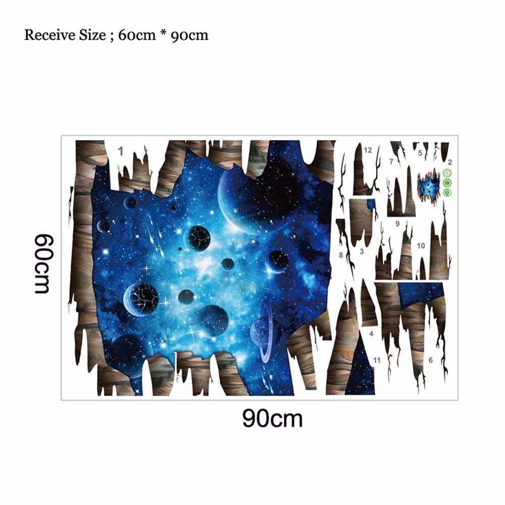 Lisslune | Galactic Depths 3D Dark Blue Floor Stickers - Stellar Space Transformation