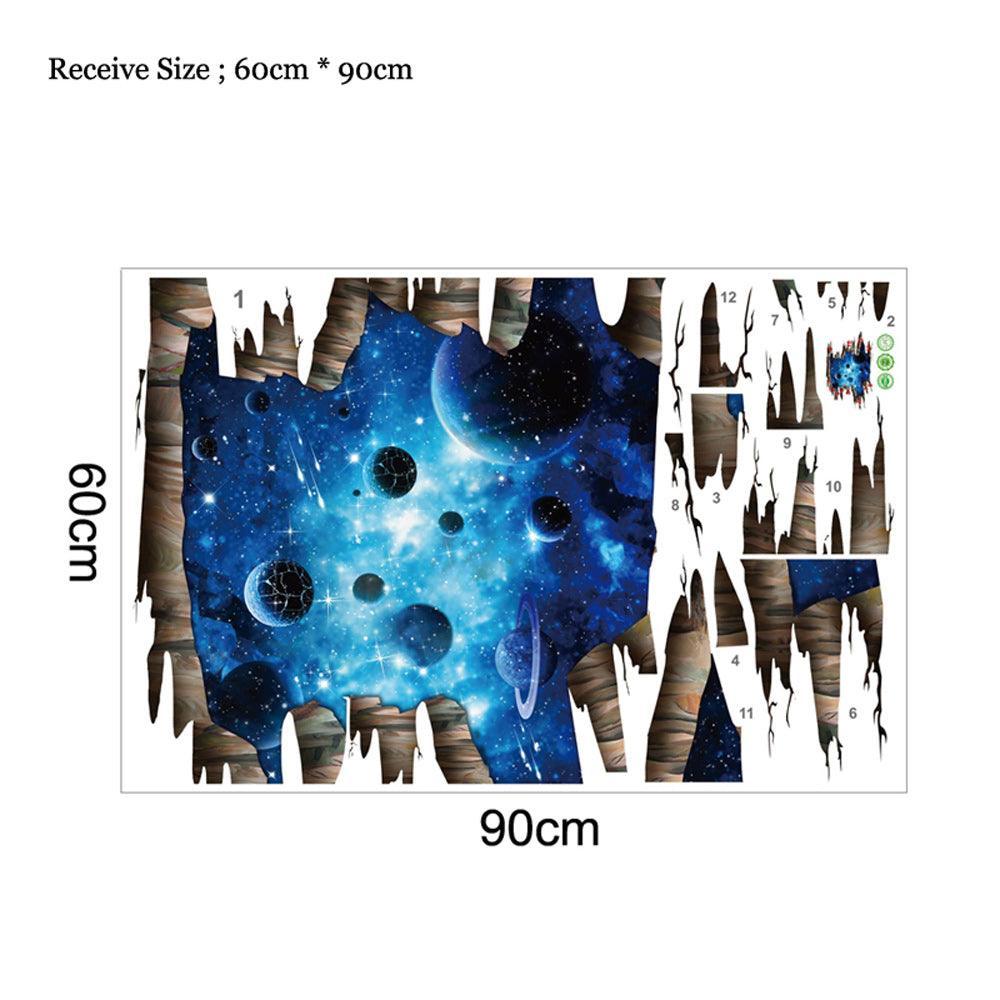 Lisslune | Galactic Depths 3D Dark Blue Floor Stickers - Stellar Space Transformation
