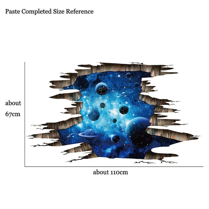 Lisslune | Galactic Depths 3D Dark Blue Floor Stickers - Stellar Space Transformation
