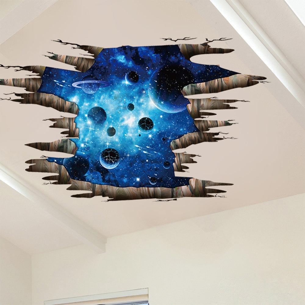 Lisslune | Galactic Depths 3D Dark Blue Floor Stickers - Stellar Space Transformation