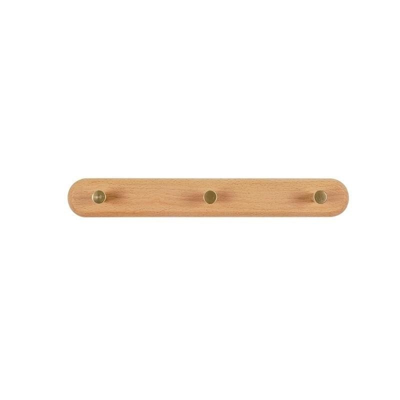 Lisslune | WandHout – Minimalistic wooden wall coat rack with brass hooks