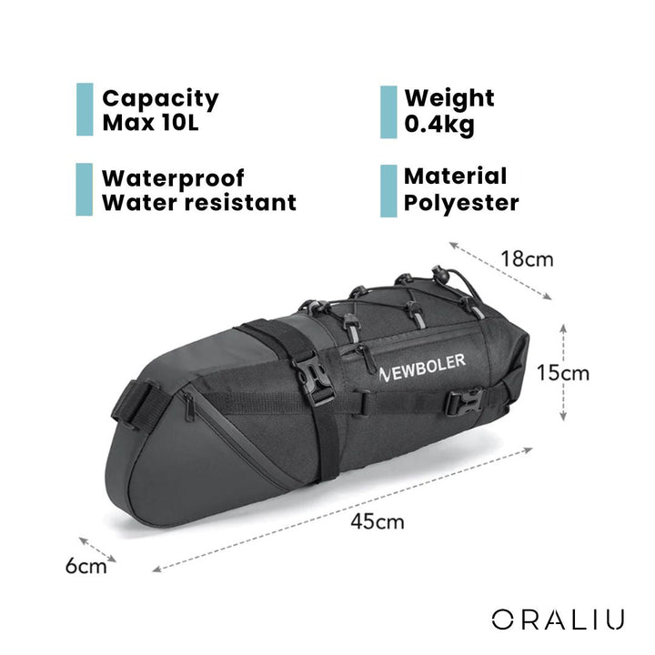 Lisslune | Waterproof Bike Saddle Bag – 10L Capacity, Lightweight & Durable Cycling Seat Pack