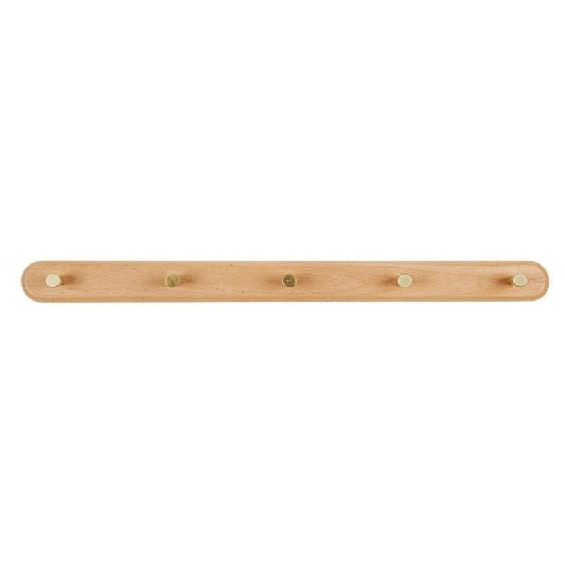 Lisslune | WandHout – Minimalistic wooden wall coat rack with brass hooks