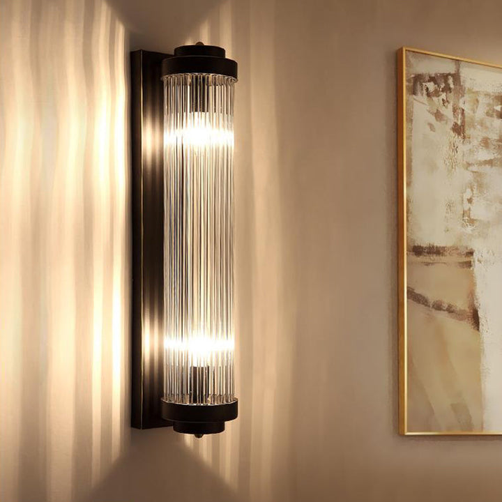 Skørter | Wall lamp Pipere Modern Style Clear Crystal and Metal 2 Lights Wall lamp fixture in Black for Nightstand