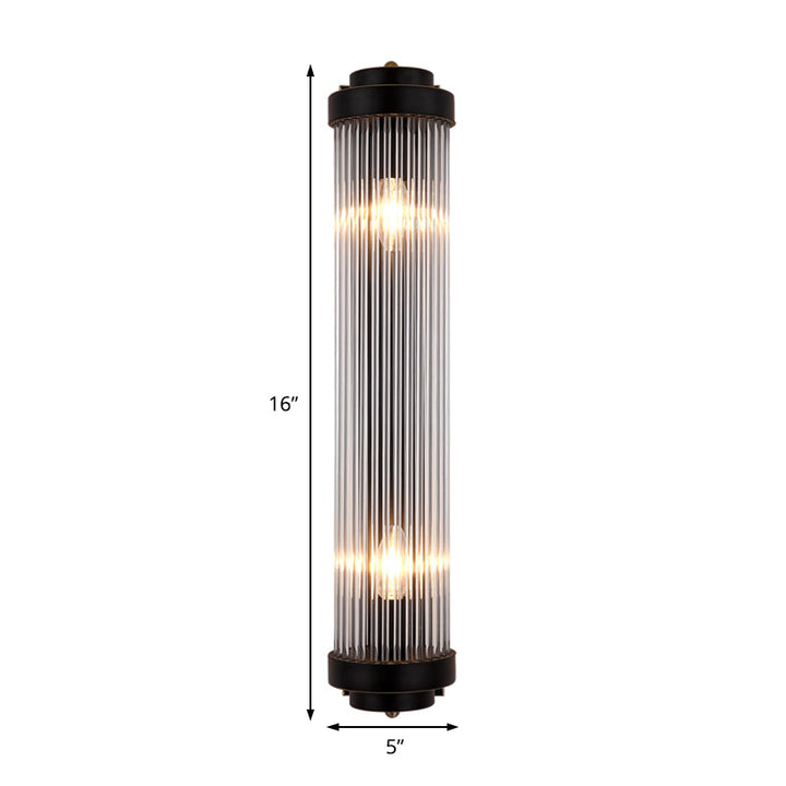 Skørter | Wall lamp Pipere Modern Style Clear Crystal and Metal 2 Lights Wall lamp fixture in Black for Nightstand