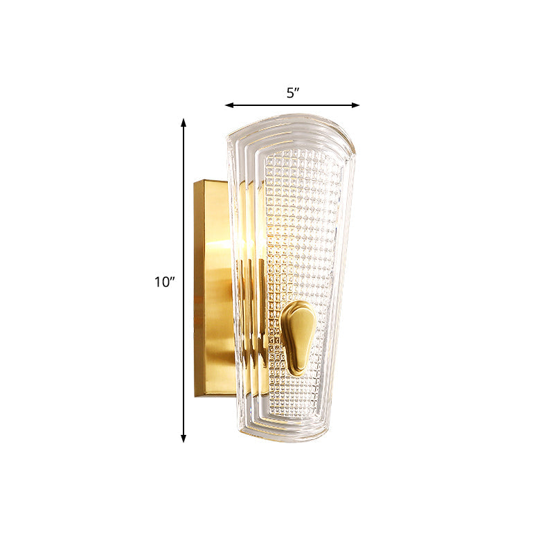 Lisslune | Rectangular Back Plate Metal Wall Lamp Modern Gold 1/2-Head Wall Light with Clear Prismatic Glass Shade