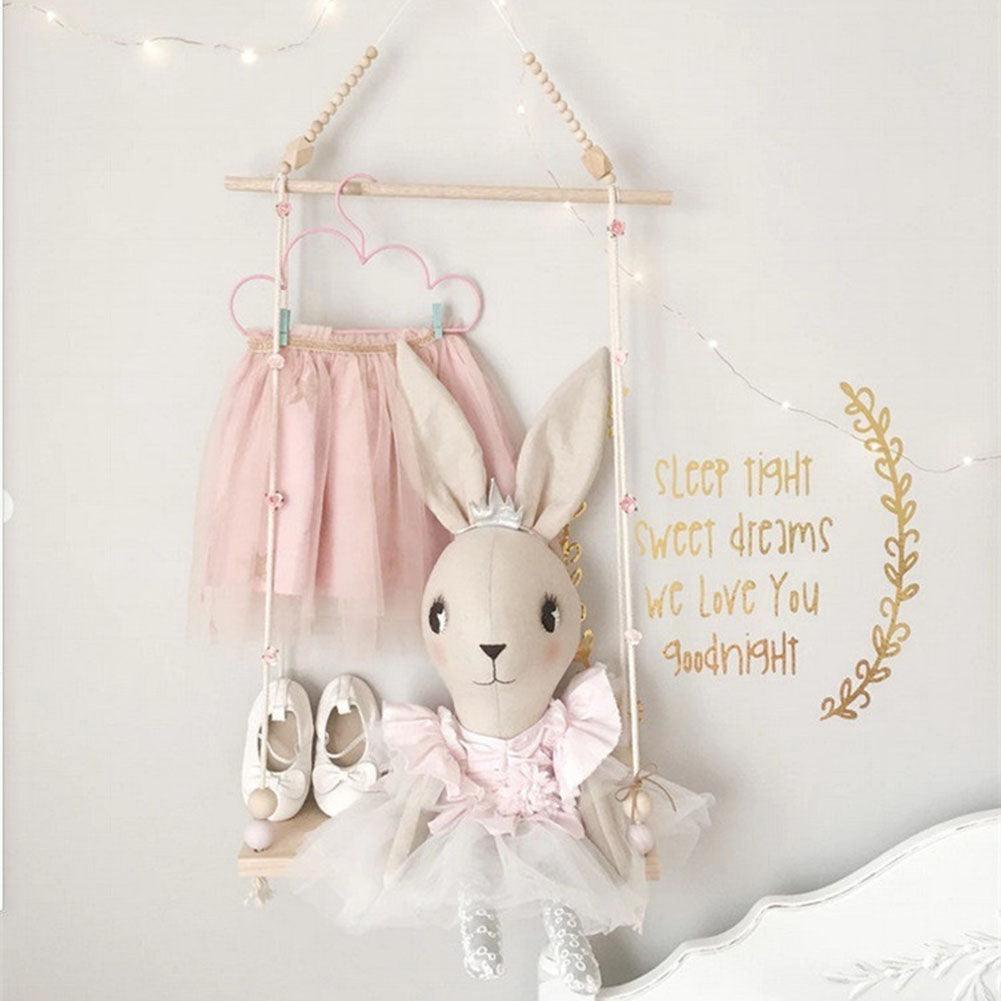 Lisslune | Nordic inspired wooden bead swing shelf organizer for children's room