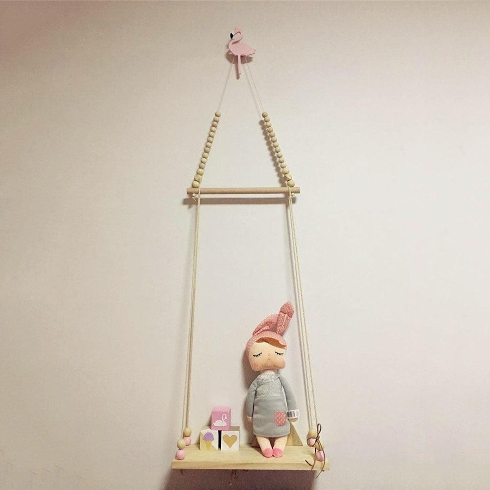 Lisslune | Nordic inspired wooden bead swing shelf organizer for children's room