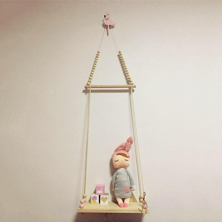 Lisslune | Nordic inspired wooden bead swing shelf organizer for children's room
