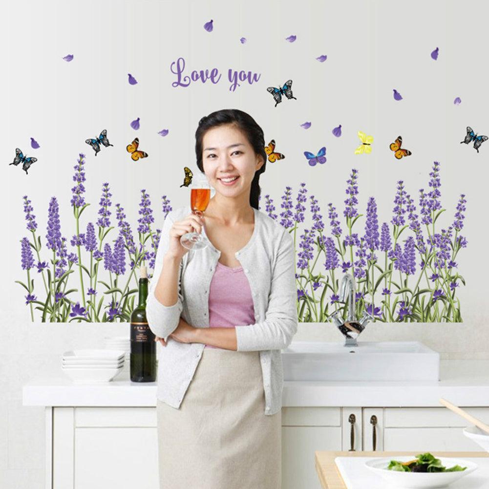 Lisslune | Lavender Butterfly PVC Wall Art Sticker for Elegant Home Decor