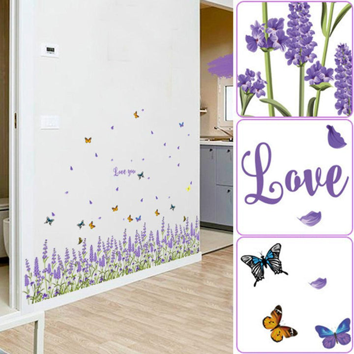 Lisslune | Lavender Butterfly PVC Wall Art Sticker for Elegant Home Decor