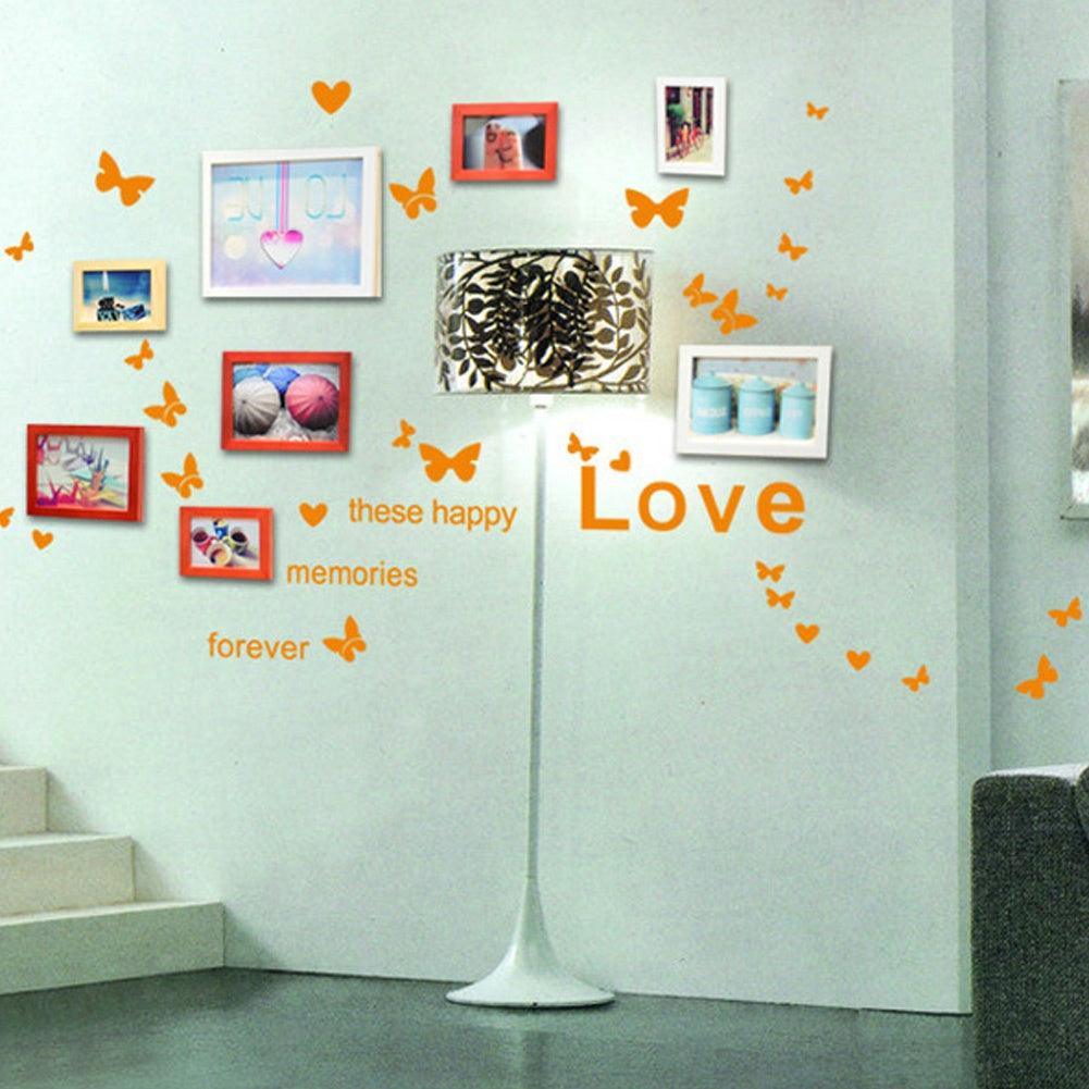 Lisslune | Charming Butterfly and Heart PVC Wall Sticker Set for Pleasant Home Decor