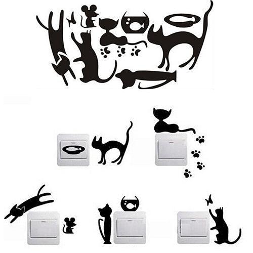Lisslune | Charming Cat and Mouse Light Switch Sticker Collection - Playful Home Accent Set