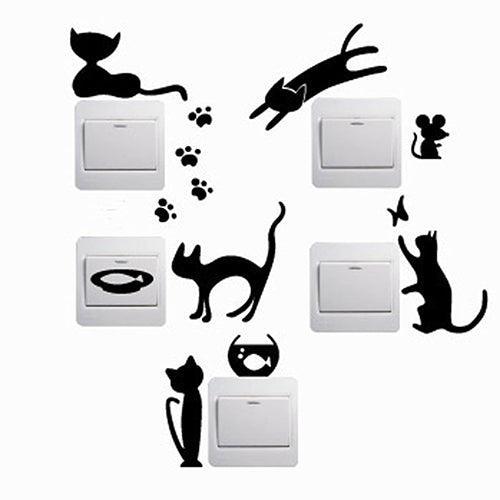 Lisslune | Charming Cat and Mouse Light Switch Sticker Collection - Playful Home Accent Set