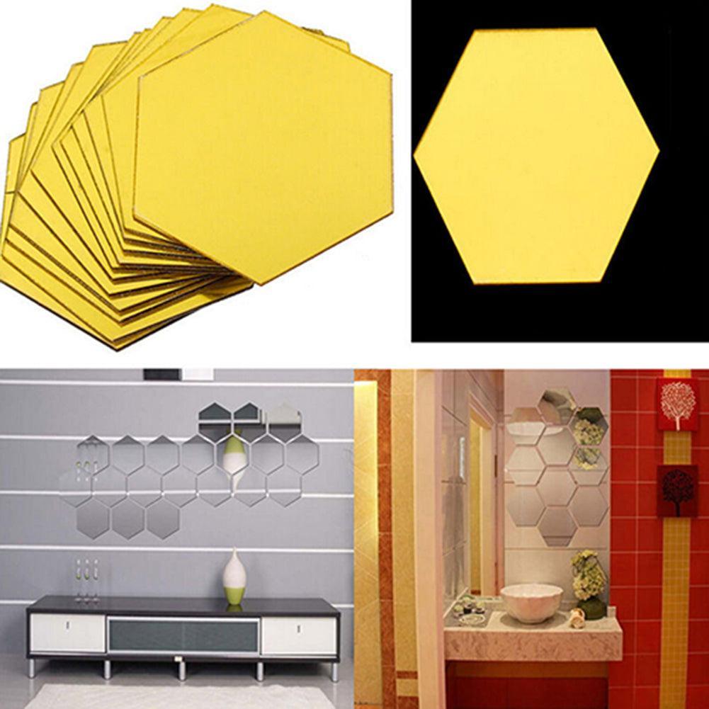 Lisslune | Modern hexagonal acrylic mirror wall stickers for chic home decoration