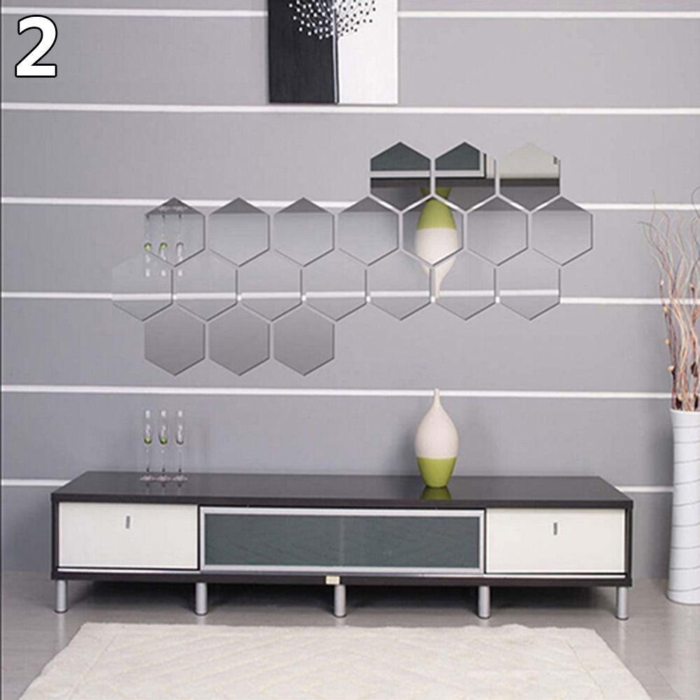 Lisslune | Modern hexagonal acrylic mirror wall stickers for chic home decoration
