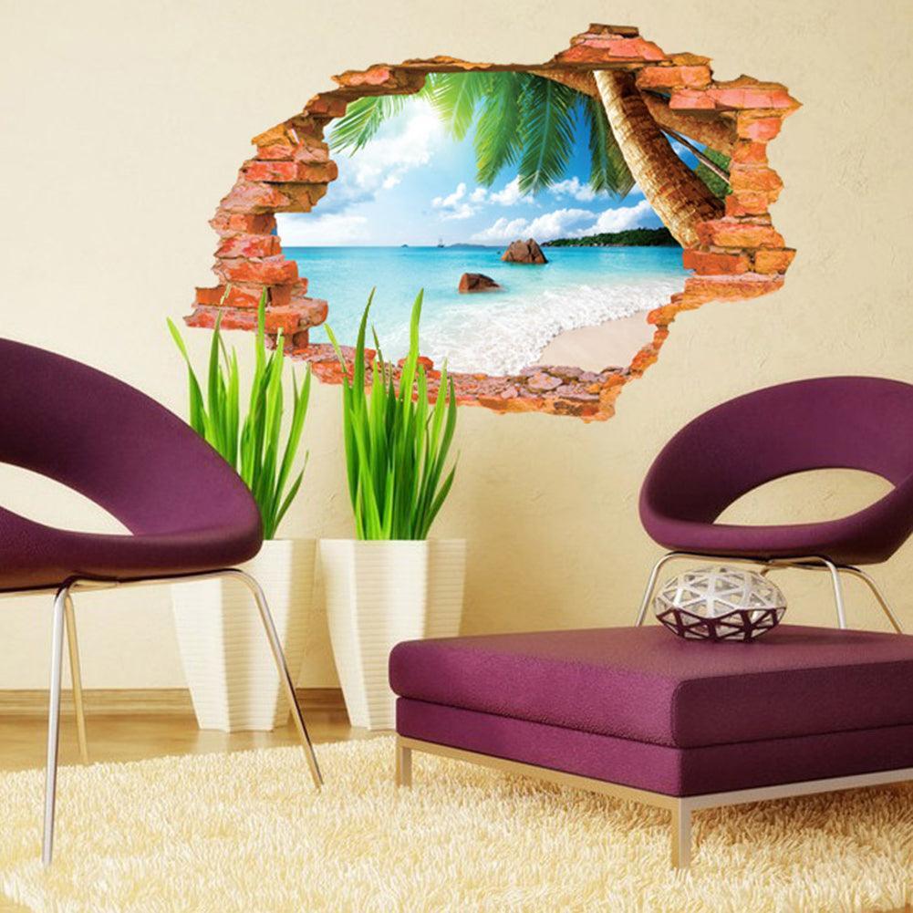 Lisslune | Soothing Ocean Waves 3D Wall Art Stickers for Calm Interior Design