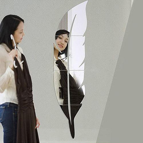 Lisslune | Elegant Feather 3D Mirror Wall Sticker - Transform Your Home Decor