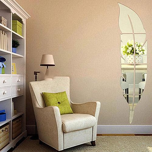 Lisslune | Elegant Feather 3D Mirror Wall Sticker - Transform Your Home Decor