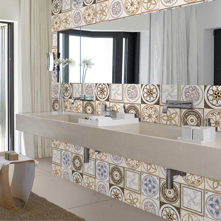 Lisslune | Mediterranean Flower Waterproof Wall Art Decals for Kitchen and Bathroom