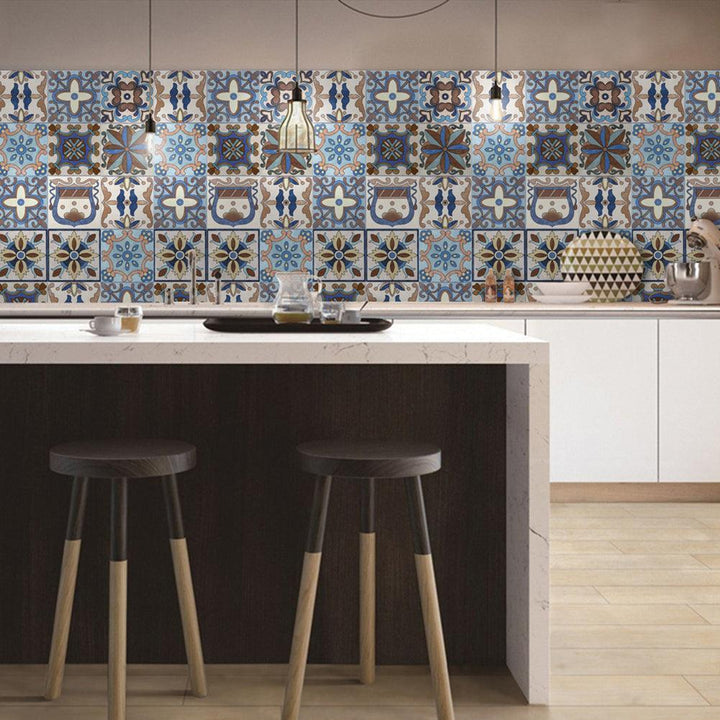 Lisslune | Mediterranean Flower Waterproof Wall Art Decals for Kitchen and Bathroom