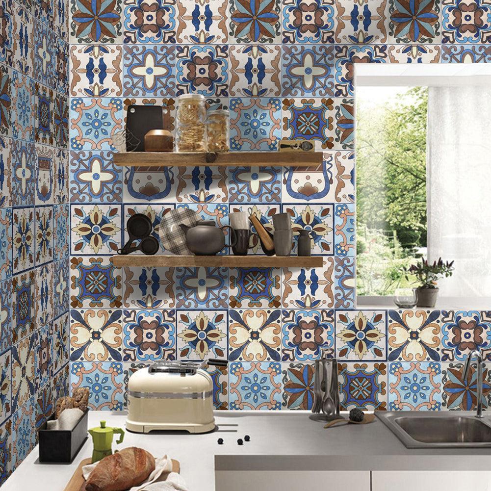 Lisslune | Mediterranean Flower Waterproof Wall Art Decals for Kitchen and Bathroom