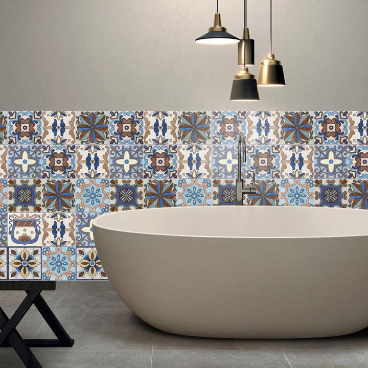 Lisslune | Mediterranean Flower Waterproof Wall Art Decals for Kitchen and Bathroom