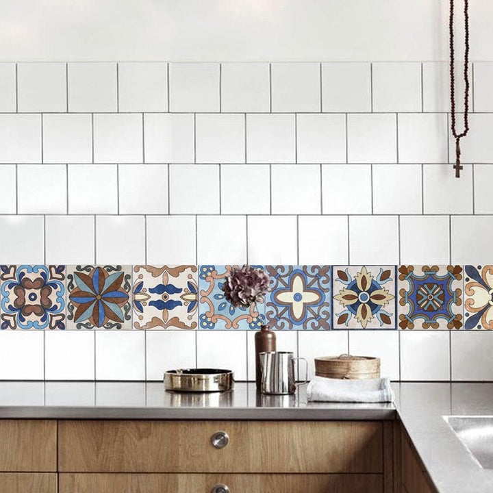 Lisslune | Mediterranean Flower Waterproof Wall Art Decals for Kitchen and Bathroom