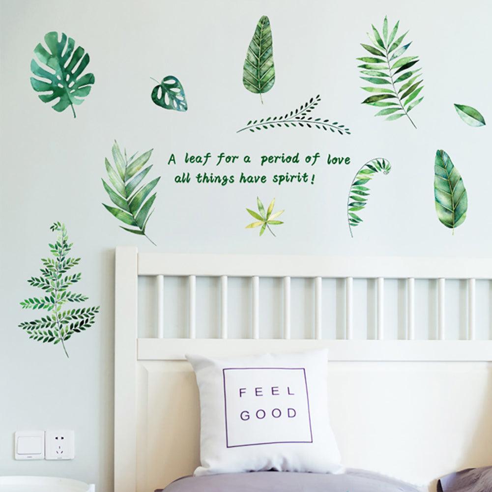 Lisslune | Serene Nature Themes Green Leaves and Letters Wall Stickers - Elegant Home Decoration Upgrade