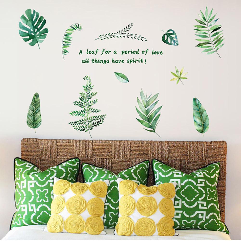 Lisslune | Serene Nature Themes Green Leaves and Letters Wall Stickers - Elegant Home Decoration Upgrade