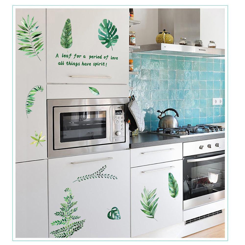 Lisslune | Serene Nature Themes Green Leaves and Letters Wall Stickers - Elegant Home Decoration Upgrade