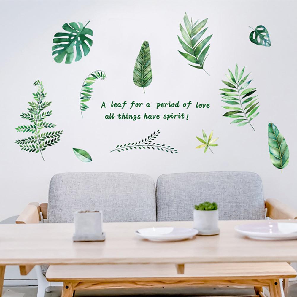 Lisslune | Serene Nature Themes Green Leaves and Letters Wall Stickers - Elegant Home Decoration Upgrade