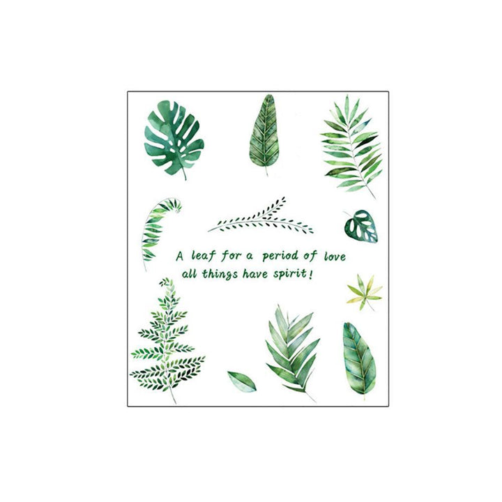 Lisslune | Serene Nature Themes Green Leaves and Letters Wall Stickers - Elegant Home Decoration Upgrade