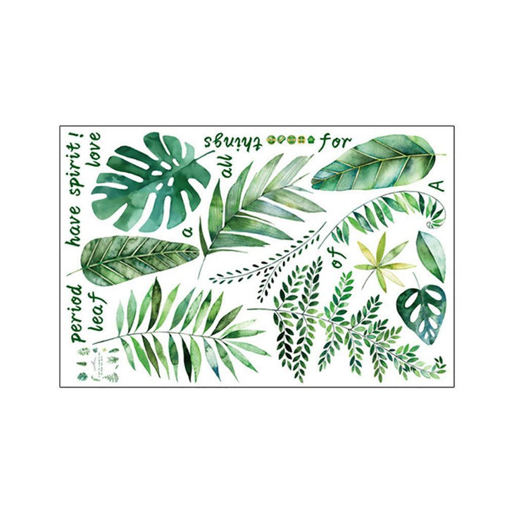 Lisslune | Serene Nature Themes Green Leaves and Letters Wall Stickers - Elegant Home Decoration Upgrade