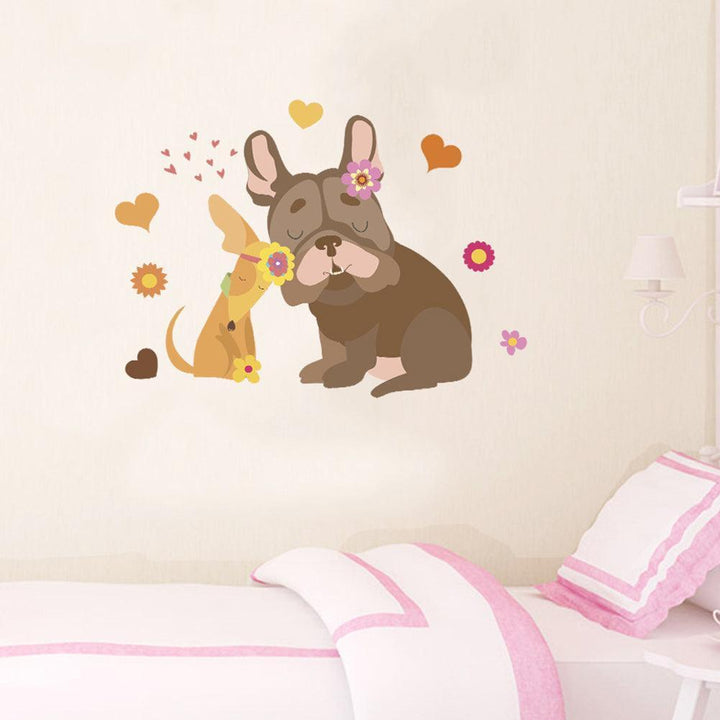 Lisslune | Charming Cartoon Dog Flower Wall Stickers for Cozy Room Transformations