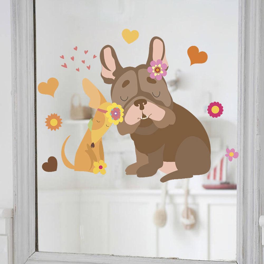 Lisslune | Charming Cartoon Dog Flower Wall Stickers for Cozy Room Transformations
