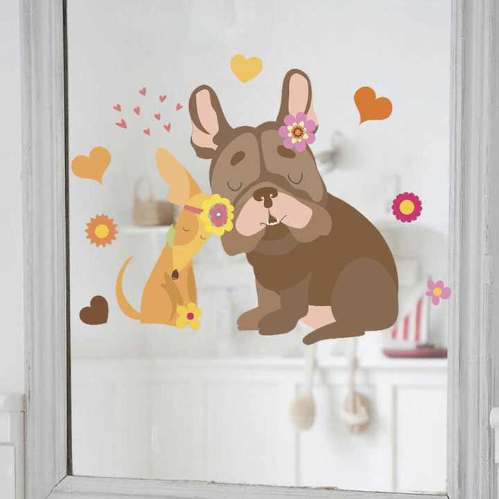Lisslune | Charming Cartoon Dog Flower Wall Stickers for Cozy Room Transformations