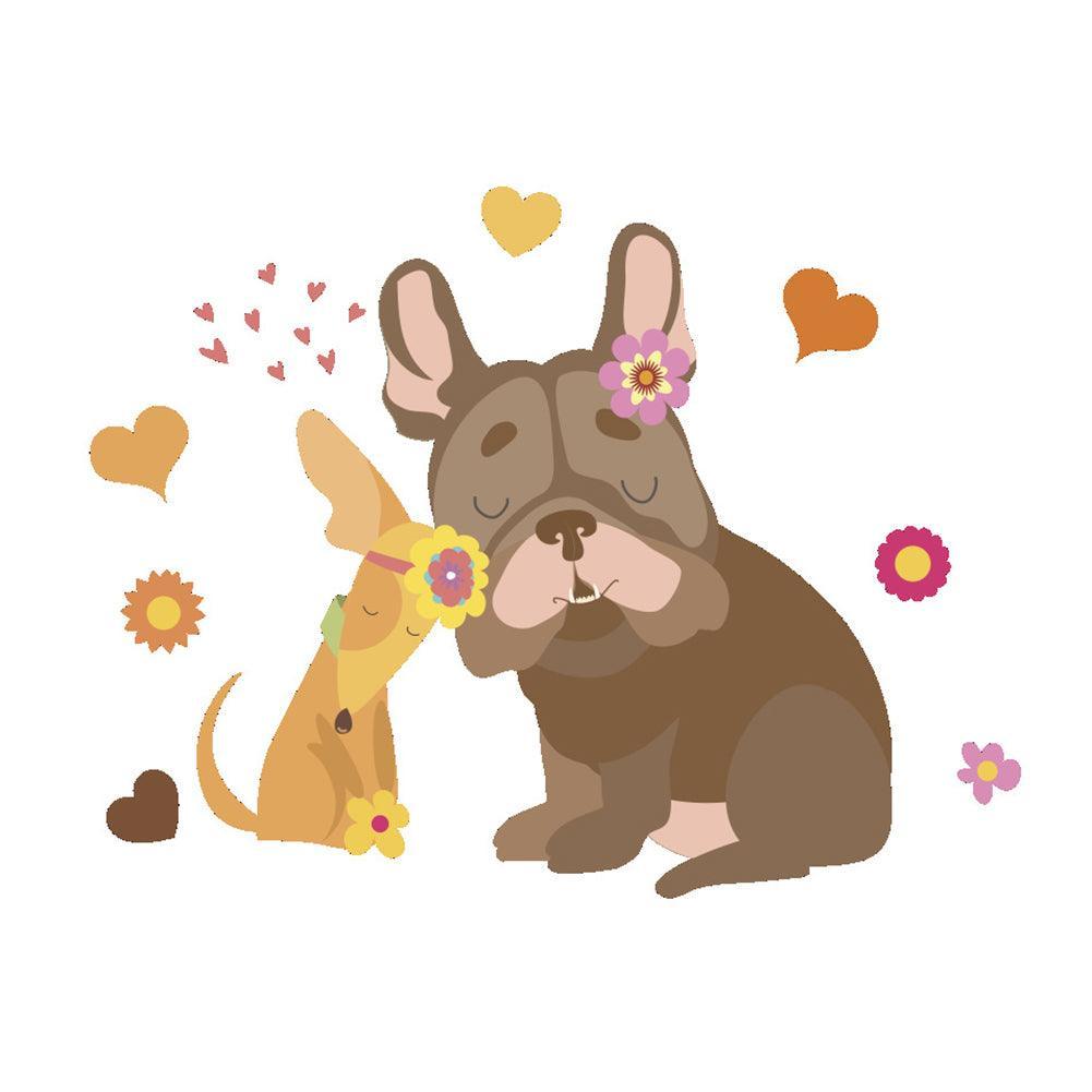 Lisslune | Charming Cartoon Dog Flower Wall Stickers for Cozy Room Transformations