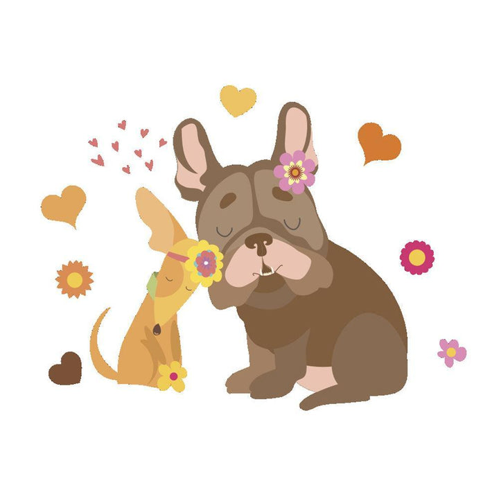 Lisslune | Charming Cartoon Dog Flower Wall Stickers for Cozy Room Transformations