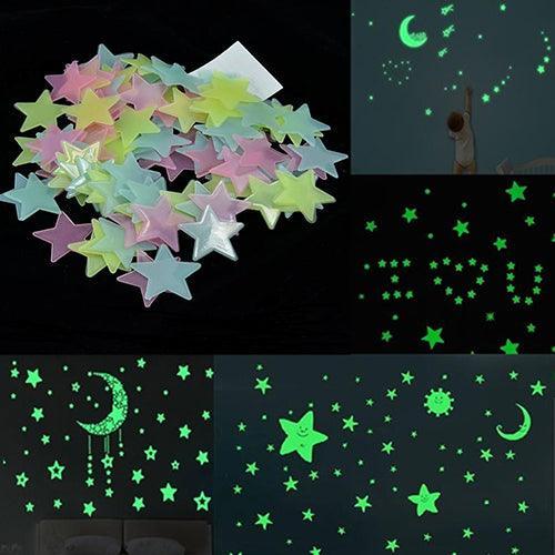 Lisslune | Mystic Dreamy Night Glow Star Sticker Collection - Funny Decoration for Kids