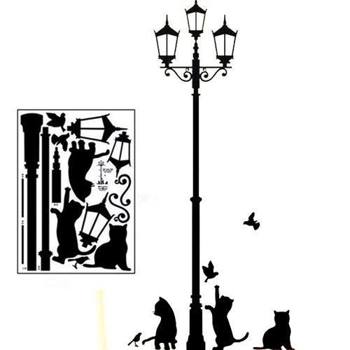 Lisslune | Charming Cat and Lantern Peel-and-Stick Wall Art for the Enchanted Rooms of Children