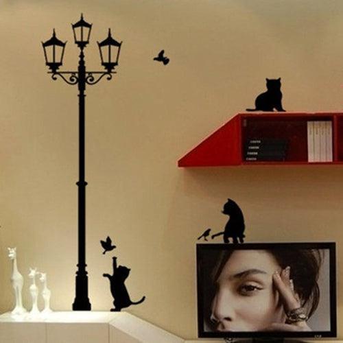Lisslune | Charming Cat and Lantern Peel-and-Stick Wall Art for the Enchanted Rooms of Children