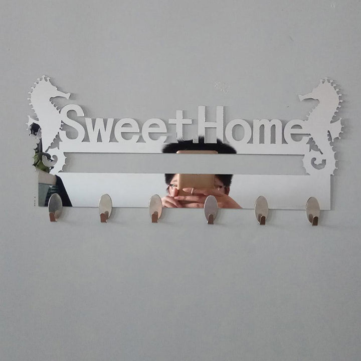 Lisslune | Seaside Serenity Adhesive Hook Shelf with Nautical Seahorse Pattern